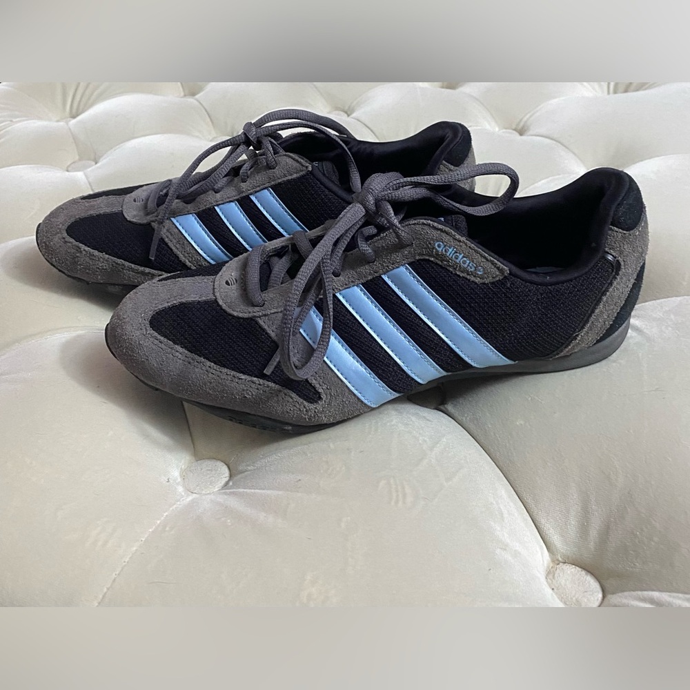 Adidas Neo Vibe Gray and Black Sneakers with Blue Stripes